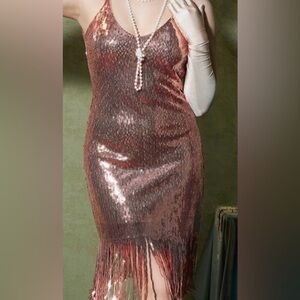 Shimmering Rose Pink Sequin Prom/Night on the Town Dress